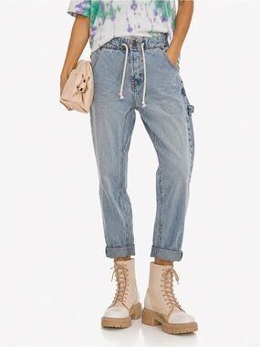 One Teaspoon Shabbies Relaxed Drawstring Jeans XS Light Wash